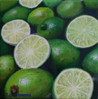 Limetten <br> Öl auf Leinwand, 20 x 20 cm