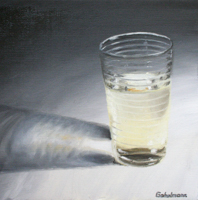 Wasserglas <br> Öl auf Leinwand, 20 x 20 cm