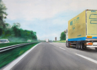 Autobahn <br> Öl auf Papier, 28 x 38 cm