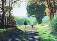 Herbstwanderung <br> Öl auf Leinwand, 70 x 50 cm
