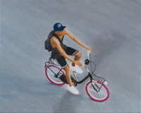 Radfahrer <br> Öl auf Leinwand, 24 x 30 cm