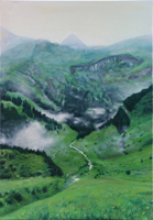 Abstieg von der Glärnischhütte <br> Öl auf Leinwand, 60 x 40 cm